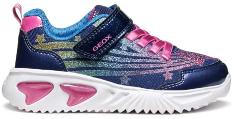 Geox Girls J Assister Sneaker, Blue Multicolor, 10 UK