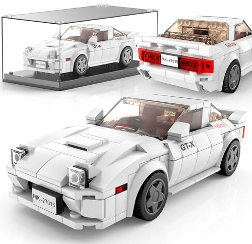 Mould King Speed Champion Auto Serie mit Acrylvitrine, Technische Bausteine 27015 Rennwagen Sportwagen Bauspielzeug, sammelbares Modellauto,Klemmbausteine Rennauto Bausätze für Kinder (369 Teile).