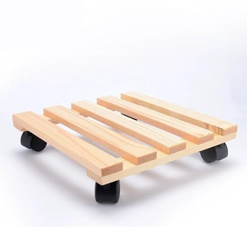 Citymart Soporte con Ruedas para Plantas , Base de Madera Natural, 4 Ruedas Giratorias Haya Natural, Capacidad de Carga 100 kg (24CM)