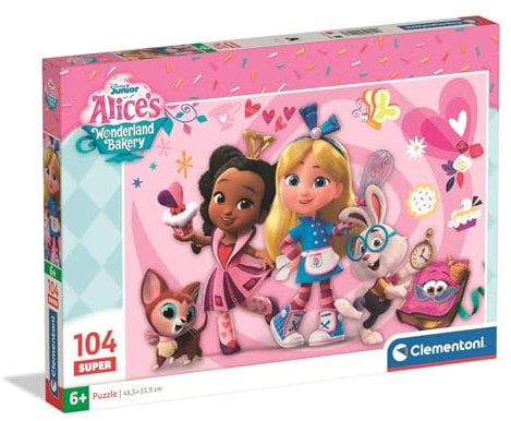 Clementoni Puzzle Disney Alice Bakery 104 Stücke für Kindern 6-8 Jahre, Cartoon, Geschenk für Kinder, Puzzle für Kinder, Made in Italy, 25046