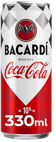 Bacardí Coca-Cola - alkoholhaltiges Mixgetränk (10% Vol) mit perfekter Mischung aus Bacardí Rum und erfrischender Coca-Cola - in stylischen Einweg Dosen (12 x 330ml)