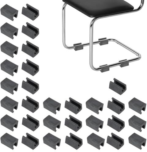 PATIKIL 32 pièces Embouts de Pieds en U, protège-Pieds en Forme de U pour chaises de 11 mm, Embouts de Pieds rectangulaires pour chaises, Patins de Protection pour sols en Bois Dur, Noir