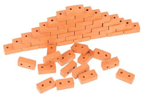BRIGHTFUFU 50 Stück simulierter Ziegel bastelset basteln für Fantasie bastelmaterial für Stadt Miniaturen Mikro-Landschaftsziegeldekor simulierte Ziegelmodelle Ton rot