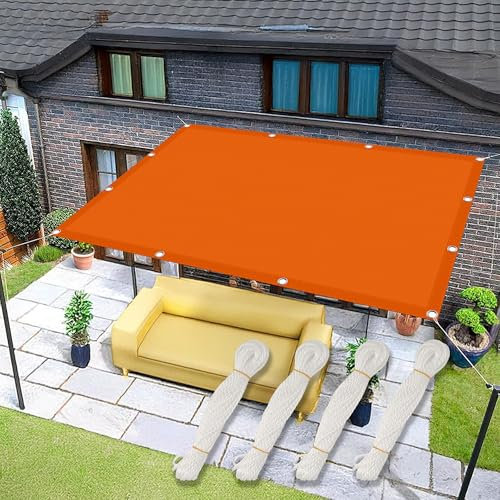 Sun Canopy Awning 30 x 350 cm Canopy 98% UV Block Water Resistant Pergola Covers Shade Netting with 4 Ropes Anti-Peeping for Patios Roofs Yard, Orange