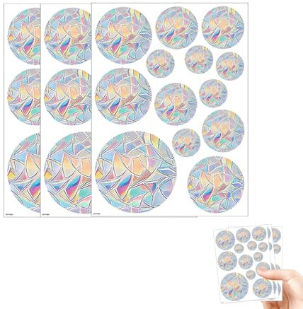 Adesivi per finestre arcobaleno, 39 pezzi, rotondi, anti-collisioni, in PVC, autoadesivi per finestre, senza colla, decorazione per vetri e porte