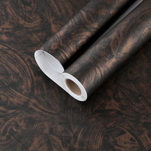 HotDecor Self Adhesive Brown and Gold Concrete Wallpaper 60 x 300cm Worktop Vinyl Covering Washable Kitchen Counter Vinyl Wrap Luxurious Retro Style Wallpaper for Living Room Sticky Back Plastic Roll