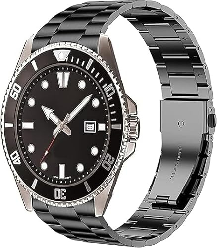 Blueshaweu 18mm 20mm 22mm Armband Kompatibel Für Casio Watch, Classic hohe Qualität Edelstahl Uhrenarmband Kompatibel Kompatibel mit Casio MDV106-1AV / MDV107 / F-91W (schwarz, 18mm)