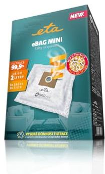 ETA eBAG ORIGINAL MINI Staubsaugerbeutel I 5 Stück I 2 L Volumen I Hochleistungsfilter I reißfest & feuchtigkeitsbeständig I inkl. Motorfilter – kompatibel mit UNIBAG Adapter Nr. 11