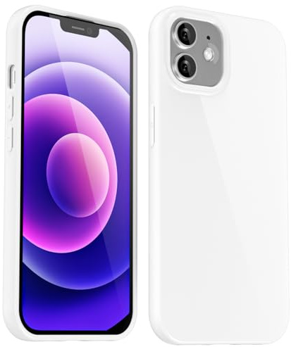 Svanove for iPhone 12 Mini Case Silicone, Glossy Soft Rubber Gel Jelly Cute Protective Plastic Simple Plain Phone Case Cover for Women Girl, Slim Thin Flexible Shockproof TPU, White