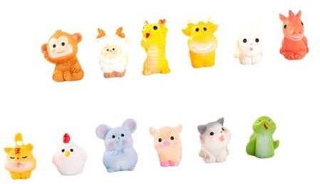 JOINPAYA 12 Pièces Figurines Animaux Miniatures Résine Ensemble de Décoratives pour Jardin Maison et Voiture Sculptures Compactes et Légères avec Détails Fins pour Créer Une Joyeuse