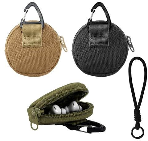 3 Stück Münzbörse mit Reißverschluss und 3 Kurze Handgelenk-Schlaufen für Damen und Herren, Runde Mini Geldbörse mit Schlüsselring für Kopfhörer, Kabel, Münzen, USB, Schlüssel, Kompakt & Tragbar