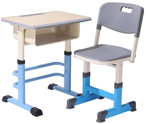 ZYWMZJ Höhenverstellbares Kinderschreibtisch- Und Stuhlset – Ergonomischer Lernarbeitsplatz for Kinder, Schule Und Zuhause Mit Aufbewahrungs- Und Sicherheitsfunktionen