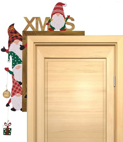 Türdeko Weihnachten, Türrahmen Deko Weihnachten Holz, Niedliche Zwerg-FigurWände Weihnachtsdeko Haustür, Weihnachtsdeko Outdoor für Familien Festival Ornament Home Decor(Links aufhängen)