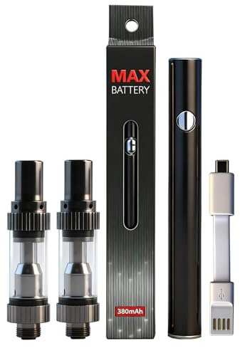 Vape Pen Battery Starter Kit Rechargeable for 510 Thread Cartridges | 380 mAh Vaporizer for CBD and Thick Oil Electronic Vaporizer No Nicotine, with 2 x 0.5ml CBD Atomizer