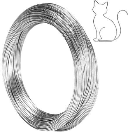 KINGLAKE Basteldraht 1 mm, 50M Draht zum Basteln, Aludraht Biegen, Silberdraht Metalldraht für Schmuckherstellung, Skulpturen DIY, Fahrradmodelle, Bonsai