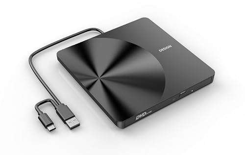 Portable External CD/DVD Driver for Laptop, USB 3.0 USB C CD Burner CD/DVD +/-RW Optical Drive, Slim Portable DVD CD ROM Rewriter for Laptop Desktop PC Windows 11/10/8/7 MacBook Mac Linux OS
