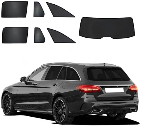 SunClip Sicht- & Sonnenschutz kompatibel mit Mercedes C-Klasse W205 Kombi 2014-2021, Schwarz