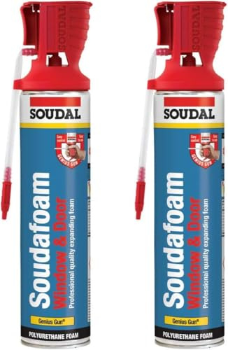 Window & Door Expanding Foam 600ml – Genius Gun PU Insulation Foam for Frame Installation, Gap Filling & Sealing, Thermal & Acoustic Insulation (Pack of 2)