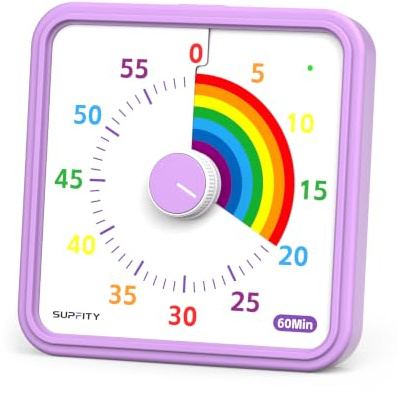 Supfity Grand Timer Enfant Silencieux Visuel Aimanté pour Apprentissage (Vio-Arc)