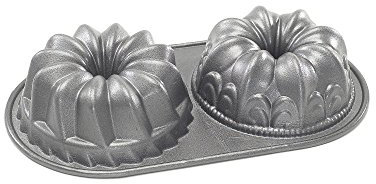 Nordic Ware Bundt Duet Gugelhupfform, Aluminium, Graphit, 5 Cup Capacity