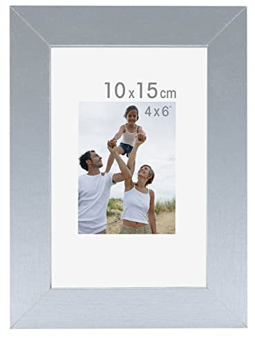 IMAGINE Ceanothe Cadre Photo Bois 10x15 cm en Bois Aluminium avec Baguettes larges et plates - Collection Optimo - Fabriqué en France