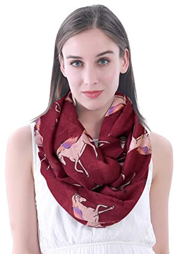 Lina & Lily Unicorn Einhorn Design Damen Loop Schal Schlauchschal (Maroon)