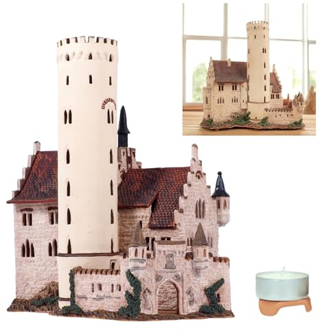 Midene Weihnachtshäuser Keramik Lichthäuser, Räucherhaus Weihnachten, Keramikhaus Deko, Weihnachtsdorf Häuser Handarbeit, Künstlerisches Miniatur Historisches Schloss Lichtenstein, Deutschland E210N