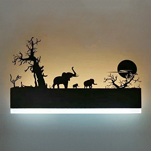 Augrous Wandleuchten 12W LED Acryl Oben und Nieder Innen Wandlampe Eisen Elefant Design zum Schlafzimmer Treppe Flur Dekoration