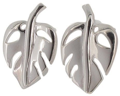 Touch Jewellery 925 Sterling Silver Monstera Leaf Stud Earrings