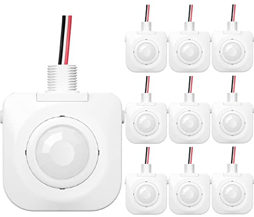 EverElectrix Ceiling Occupancy Motion Sensor, Passive Infrared Technology, High Bay Fixture Mount 360 Degree, Hard-Wired, 120-277 VAC, Commercial/Industrial Grade, 10-Pack