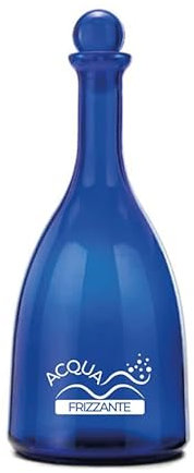 BrandPrint - Bottiglia in Vetro Blu Viola Water 750 ml con tappo a Vite GPI33 Argento| Serigrafata Acqua Briosa| Ideale per Acqua Frizzante| Riutilizzabile, Lavabile, Elegante.