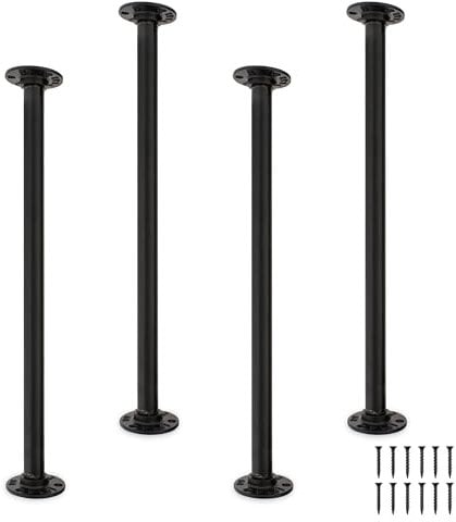 7Penn Industrial Pipe Table Leg Set - 4 Pc Black Pipe Table Legs for Coffee and End Table Legs, 18 Inch Metal Legs