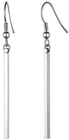 FindChic lang Stab Ohrringe Damen Weiß minimalistischer ohrhaken statement Ohrschmuck für Frauen Ehefrau Freundin