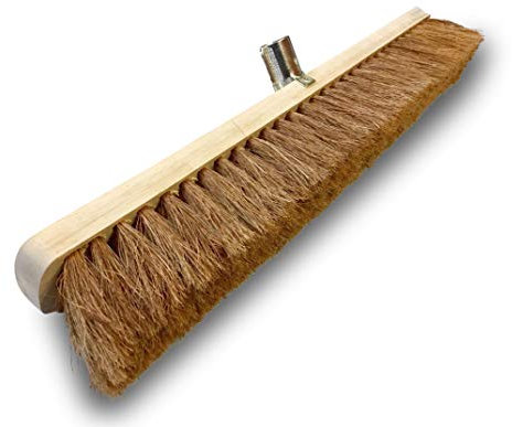 Balai d'atelier Type cantonnier | Lot de 3 | Piste Extérieur | Fibres de Coco Naturel | Longueur 60 cm | Semelle Bois | Douille métal boulonnée Ø 28 mm | sans Manche | Kibros 912Lx3