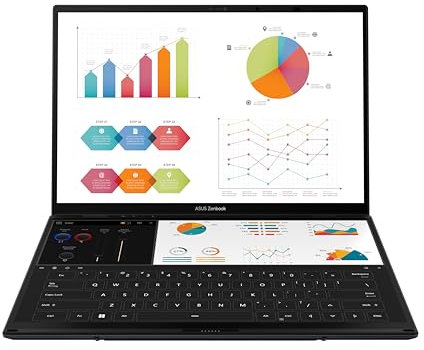 ASUS Zenbook Duo OLED UX8406MA-DRPZ412W 14 Pouces 3K Tactile PC Portable (Processeur Intel Core Ultra 9 5.1 Ghz, 32GB RAM DDR5, 1To SSD, Intel Arc Graphics, Windows 11 Home) - Clavier AZERTY