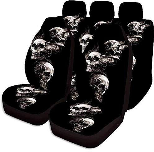 Universal 5-Sitze Auto-Sitzbezüge Set,Halloween-Schädel Vordersitze Auto-Sitzschoner Auto-Schonbezüge Teilbarer Rückbank Auto-Zubehör 7 Stück