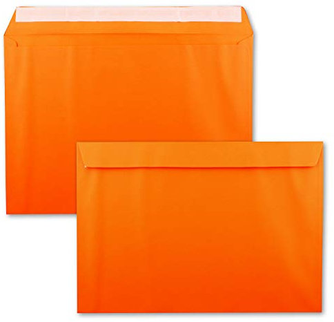 50x große XXL Briefumschläge DIN C4 in Orange - 22,9 x 32,4 cm - Haftklebung ohne Fenster - Versandtasche für DIN A4 geeignet