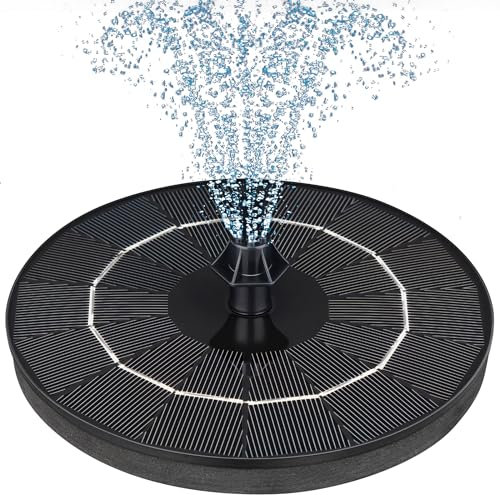 Mademax Fuente solar mejorada con 4 boquillas y fijador fáciles de instalar, bomba de fuente alimentada por energía solar para baño de pájaros, jardín, estanque, piscina, pecera, exterior