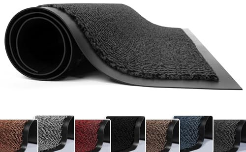 FB FunkyBuys Washable Door Mats Indoor & Outdoor - Non-Slippery Heavy Duty Doormats Indoor - Highly Absorptive Rubber Door Mat - Perfect for Kitchen, Home and Hotel Entrance (Anthracite, 60x80 CM)