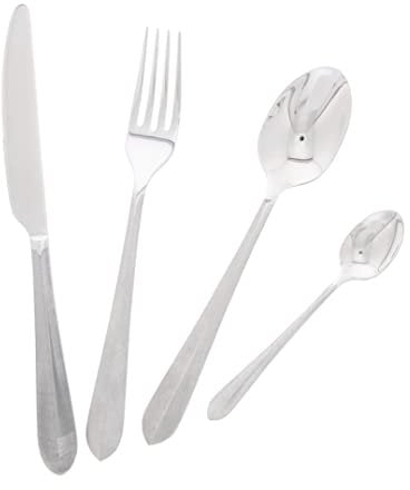 Pradel Excellence - Ménagère Plume 16 Couverts de Table - Coffret pour 4 Personnes en Acier Inoxydable - Set de Couteaux de Table, Fourchettes, Cuillères à Soupe, Cuillères à Café - Finition Miroir