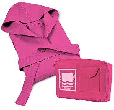 Banzaii Accappatoio in 100% Microfibra con Cappuccio – Accappatoio Uomo e Donna con Borsa Resistente e Salvaspazio - Taglia S Fuxia