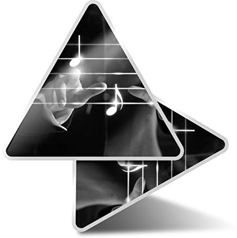 2 x Triangle Stickers 10cm - BW - Musical Notes Orchestra Musician Laptop Tablet Luggage Scrapbook #37070