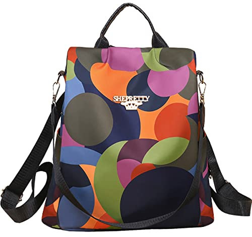 shepretty Damen Anti Diebstahl Rucksack Oxford Umhängetasche Multifunktions Schultaschen,4Bunt