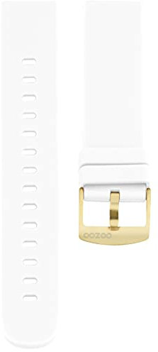 Oozoo Ersatzarmband Uhr 20mm Silikon - Weiß mit goldenem Verschluss - Silikonarmband 20mm für Armbanduhren - Ersatzarmband Uhr Damen & Herren - Uhrarmband 20mm Schnellwechselverschluss 410.20