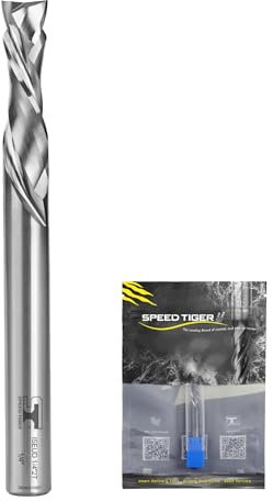 SPEED TIGER Hartmetall-Spiralfräser-Bits – Up-Down-Kompressions-Bit, ISEUD1/4 Zoll Durchmesser, 2,5 cm Schnittlänge, 5,4 cm OVL (1 Stück, 1/4 Zoll) – für Holz, Sperrholz, MDF, Eiche, Aluminium