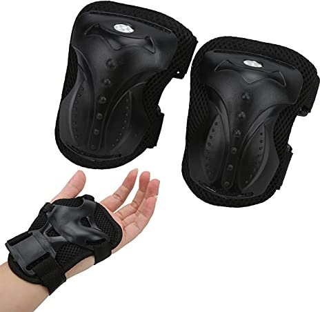 Annjom Schutzausrüstung, Rollschuh Schutzausrüstung Set Knieschoner Protektoren Kit Schutz für Erwachsene für Sport zum Radfahren für Skating