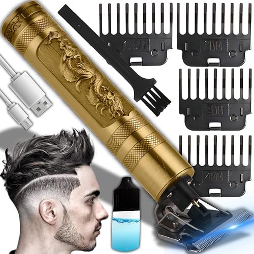 Retoo Haarschneider Haarschneidemaschine für Haare und Bart Trimmer Herren Bartschneider Langhaarschneider 4 Kammaufsätze Führungskämmen Barttrimmer Schnurloser Batterie 1000 mAh Gold