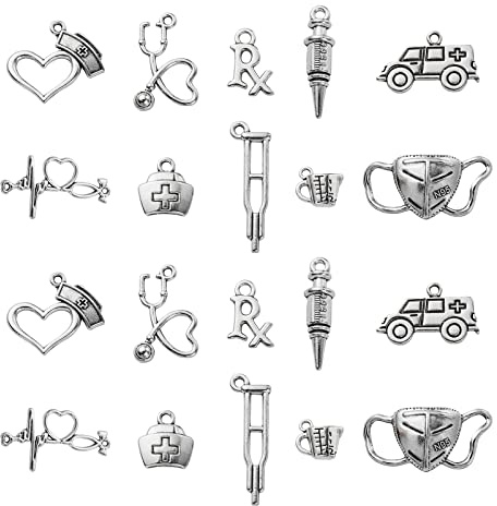 Ipotkitt Schmuckherstellung, verschiedene Charm-Anhänger aus Legierung, für DIY-Halsketten, Armbänder, Ohrringe, Bastelbedarf, Metall Silber, Kein Edelstein