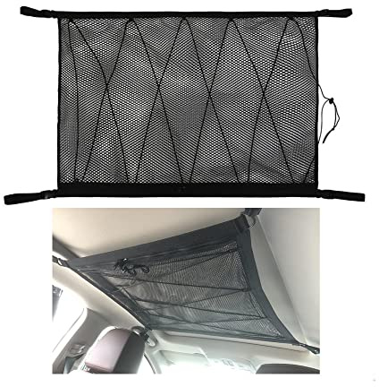 Naisfei Red Almacenamiento para Techo de Coche,70 x 50 cm Organizador Ajustable con Doble Cremallera para Coche, Caravana, Furgoneta, SUV, Todo Terreno