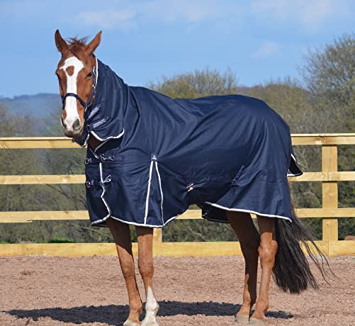 Turner Equestrian 50g Navy 600d Combo Neck Ripstop Horse Turnout Rugs 5'3-7'0 (6'9)